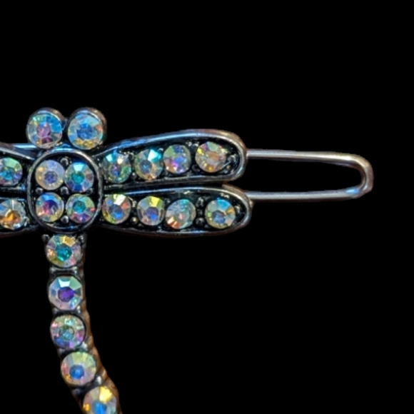 Rhinestone Studded Dragonfly Barette/Clip - Picture 4 of 4